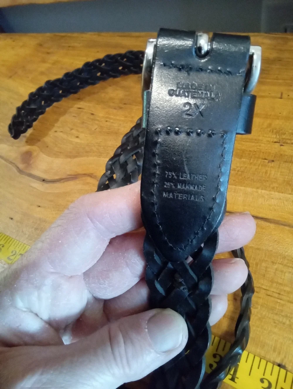 Black Woven Leather Belt - Classic Braided Style Size 2X